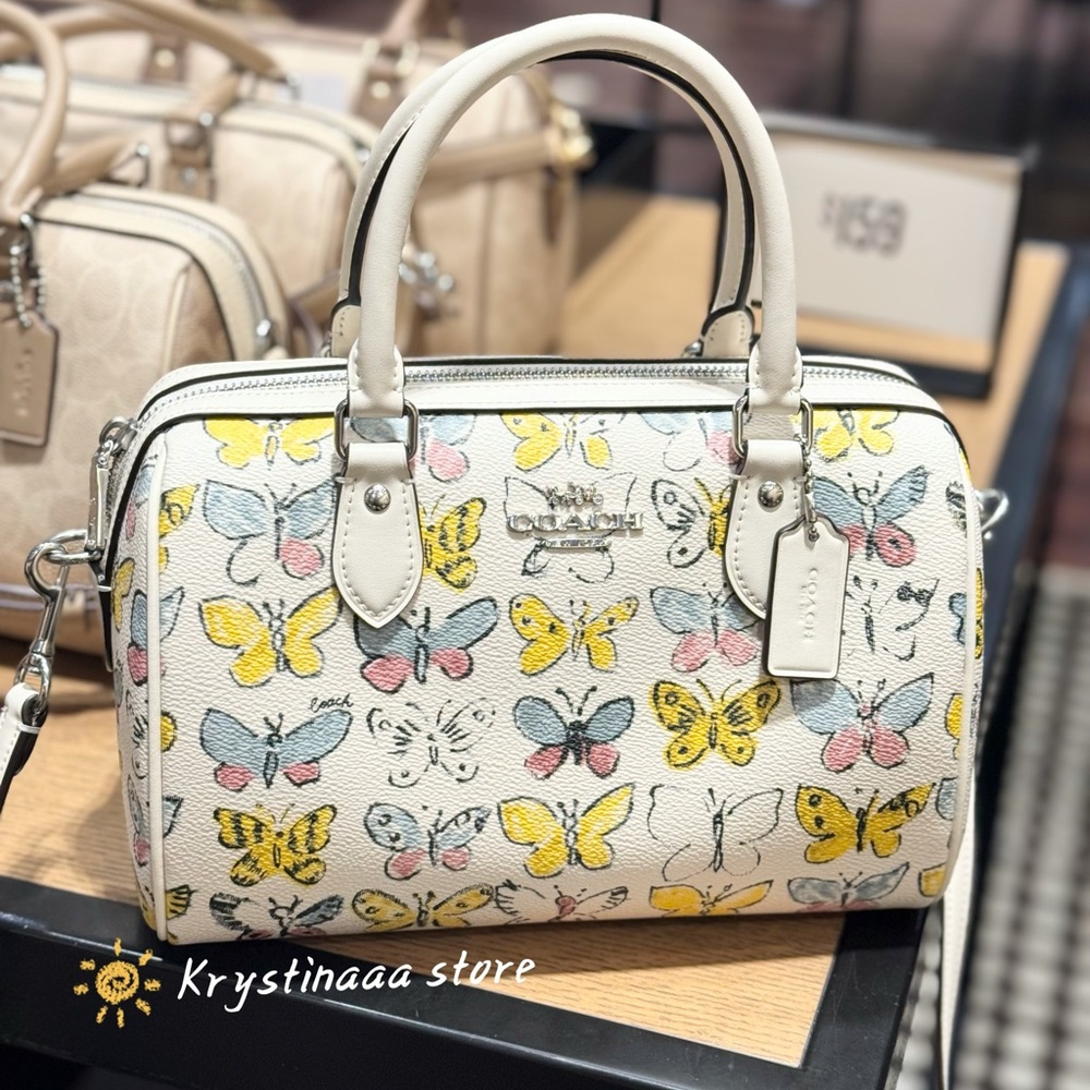 COACH CAK07 Rowan Satchel Bag With Butterfly Print Coated Canvas & Leather